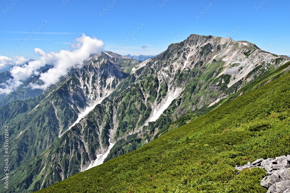 小蓮華岳付近から眺める夏の白馬三山