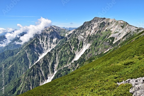 小蓮華岳付近から眺める夏の白馬三山
