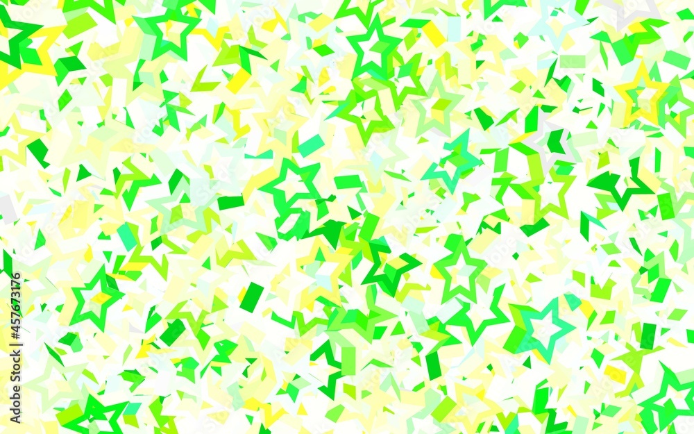 Light Green, Yellow vector backdrop with small and big stars. Light Green, Yellow vector backdrop with small and big stars.