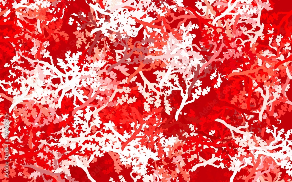 Light Green, Red vector abstract pattern with leaves, branches.