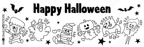 ポップで白黒なハロウィンのバナー&テンプレート