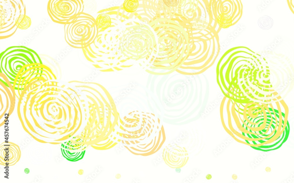 Light Green, Yellow vector doodle background with roses.