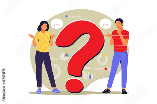 Questions concept. People ask frequently asked questions. FAQ. Vector. Flat