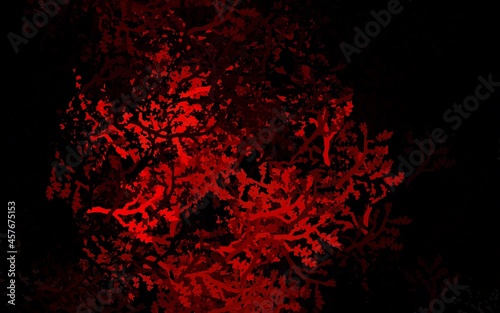 Dark Red vector natural pattern with trees, branches.