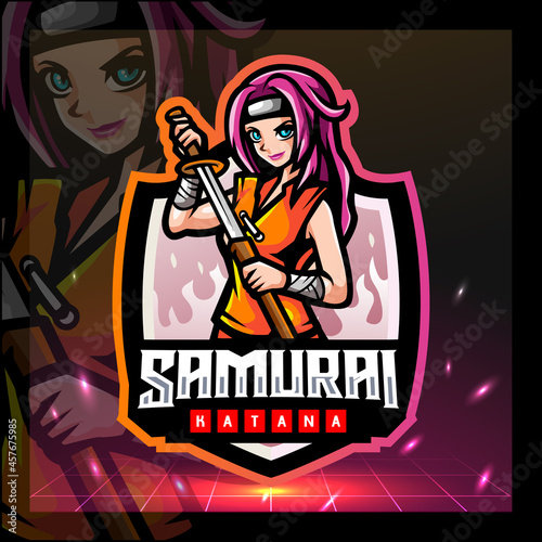 Samurai girls mascot. esport logo design