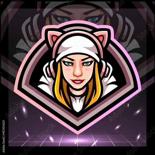 Girls gamer mascot. esport logo design