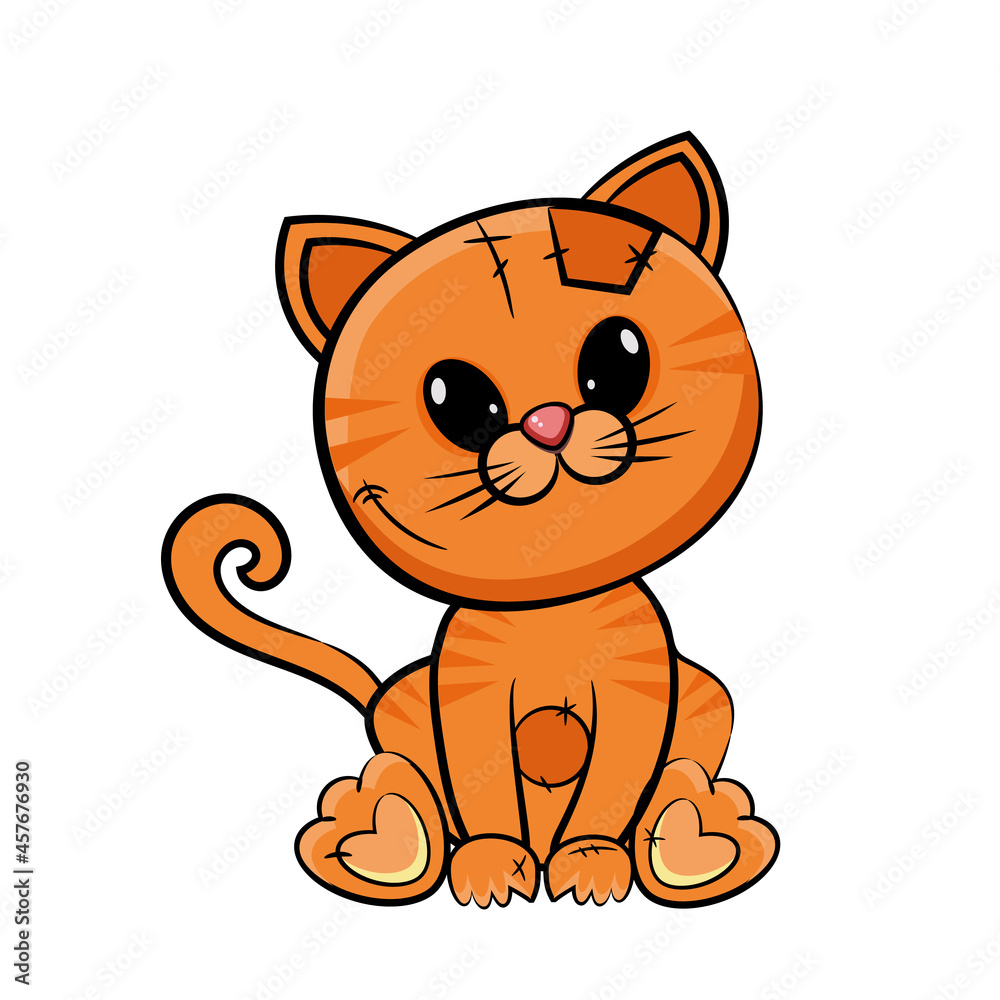 Cute red striped cat isolated on a white background. Cartoon vector illustration for Halloween. Cute red striped cat isolated on a white background. Cartoon vector illustration for Halloween.