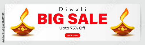 Diwali Festive Season Sale banner, Limited offer Dipawali, Indian festival, Diya lamp, oil lamp, vector illustration offer banner, advertisement