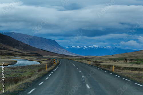 Route 1 and dramatic sky, Iceland