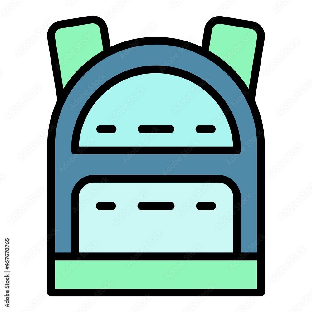 Tourism backpack icon. Outline tourism backpack vector icon color flat isolated Tourism backpack icon. Outline tourism backpack vector icon color flat isolated