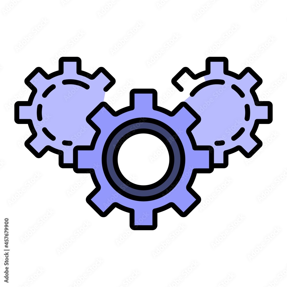 Gear teamwork icon. Outline gear teamwork vector icon color flat isolated