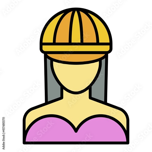 Hip hop girl icon. Outline hip hop girl vector icon color flat isolated