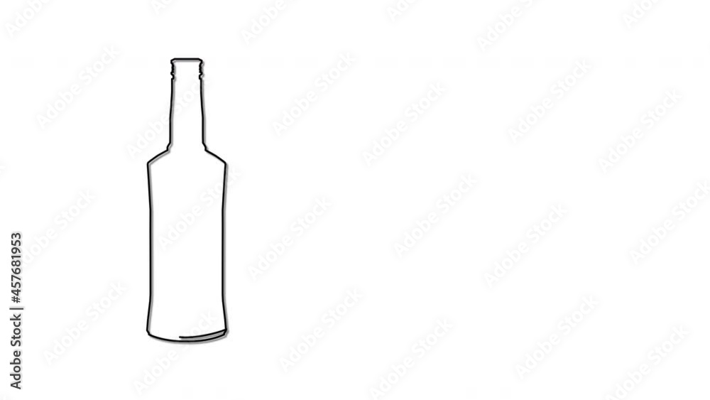 Self drawing animation of bottle of vodka outline. Self drawing animation of bottle of vodka outline.