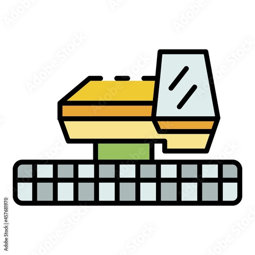 Front combine harvester icon. Outline front combine harvester vector icon color flat isolated