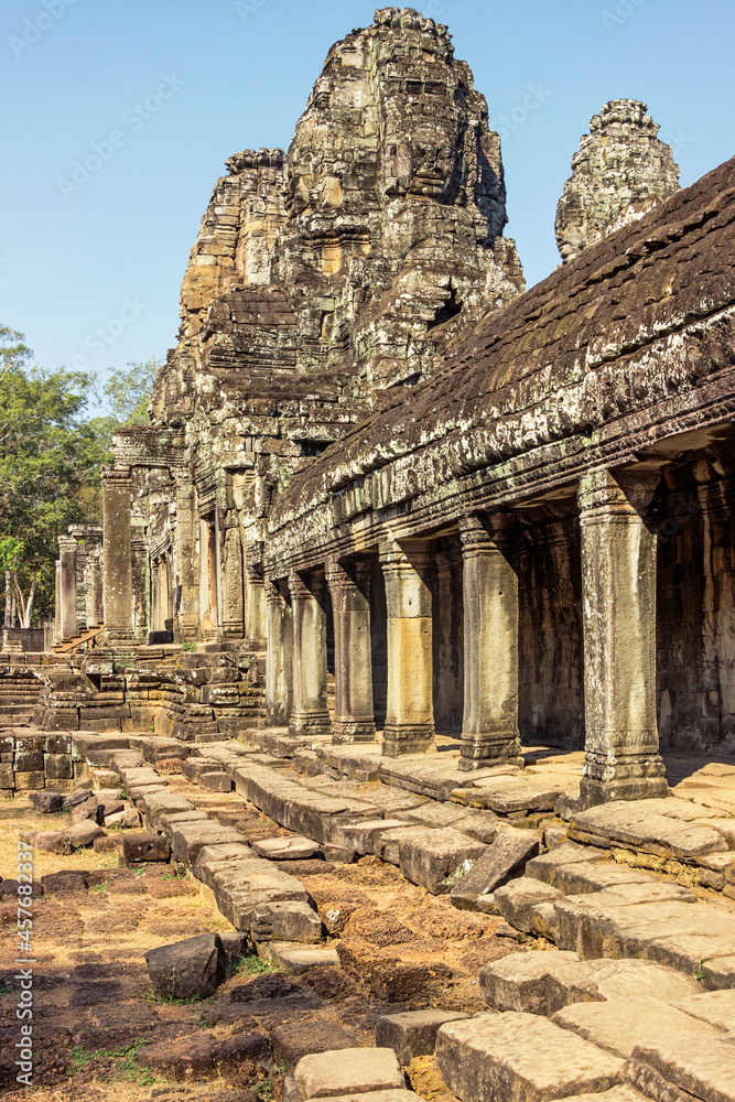 old ruins at Khmer temple at Angkor Wat in Cambodia 
