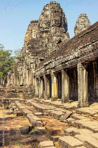 old ruins at Khmer temple at Angkor Wat in Cambodia 