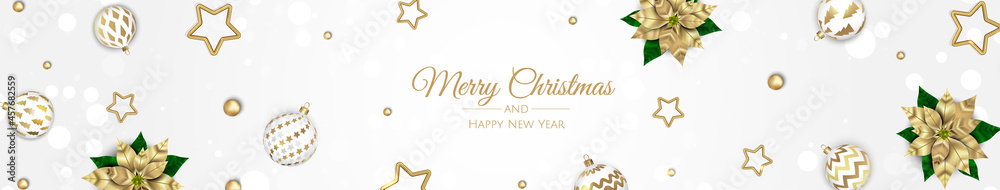Merry Christmas sale banner template. Greeting card, banner, poster, header for website