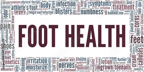 Foot Health vector illustration word cloud isolated on white background.