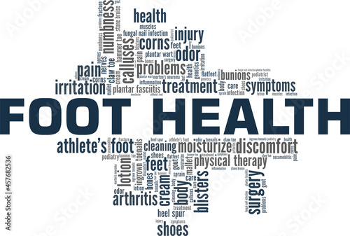 Foot Health vector illustration word cloud isolated on white background.
