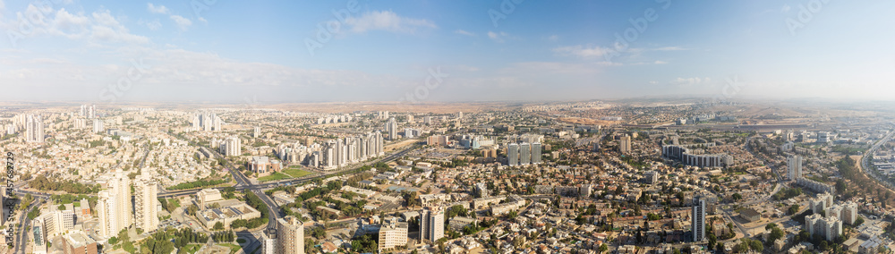 180 degree panoramic view on Beer Sheva city from the big height