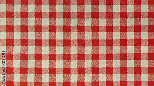 Texture of tablecloth, Checkered pattern and red tone, Cloth wallpaper background