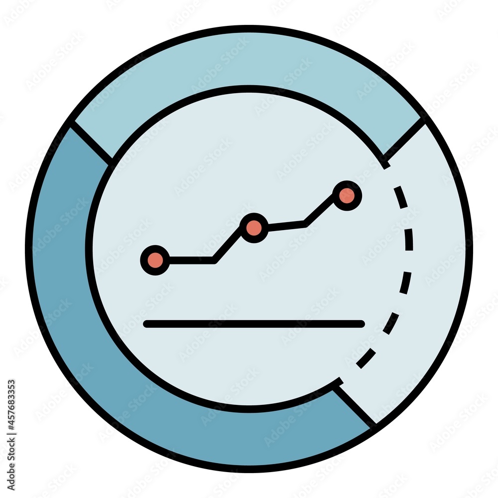 Money graph info icon. Outline money graph info vector icon color flat isolated Money graph info icon. Outline money graph info vector icon color flat isolated