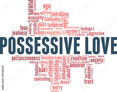 Possessive Love vector illustration word cloud isolated on a white background.