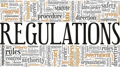 Regulations vector illustration word cloud isolated on white background.