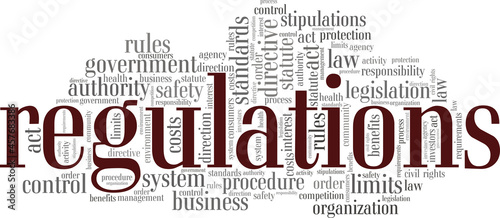 Regulations vector illustration word cloud isolated on white background.