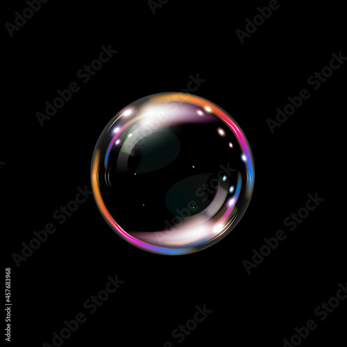 Soap bubbles foamy realistic. water bubbles with rainbow reflections in an isolated transparent background