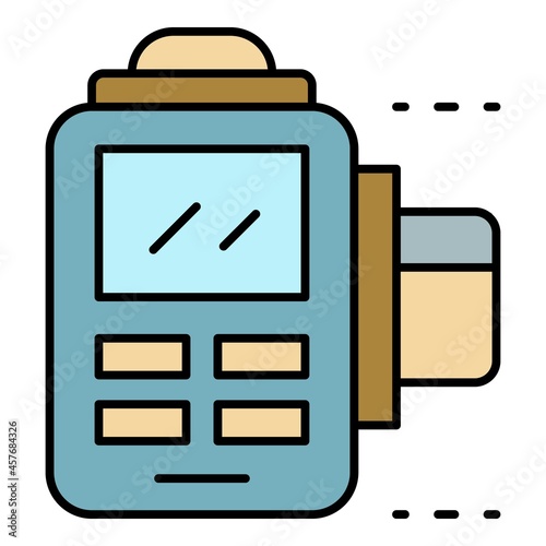 Payment terminal icon. Outline payment terminal vector icon color flat isolated