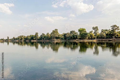 landscape of Srah Srang lake in Angkor, Cambodia 