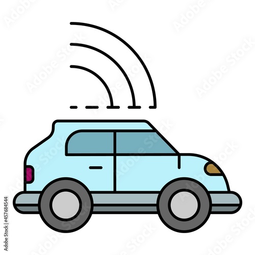 Safety driverless car icon. Outline safety driverless car vector icon color flat isolated