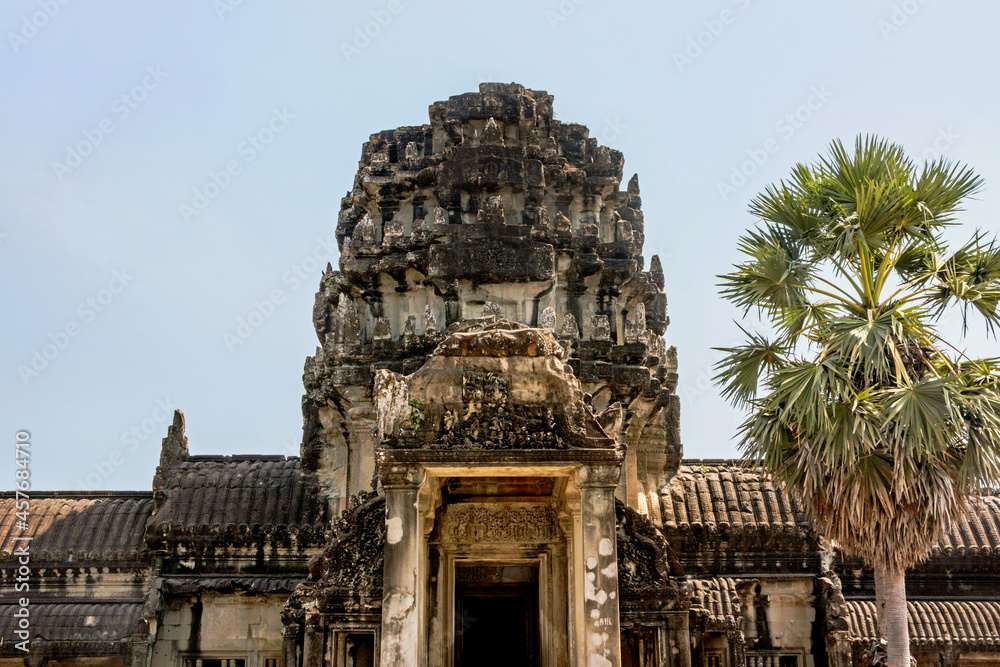 old ruins at Angkor Wat temple in Cambodia	
