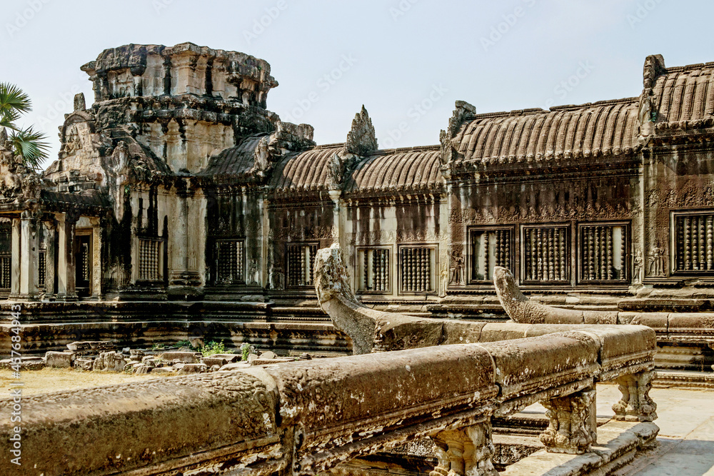 old ruins at Angkor Wat temple in Cambodia	
