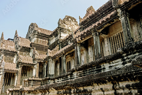 old ruins at Angkor Wat temple in Cambodia 