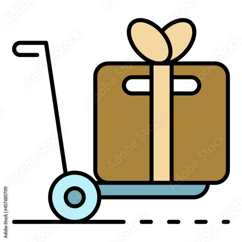 Cart parcel delivery icon. Outline cart parcel delivery vector icon color flat isolated