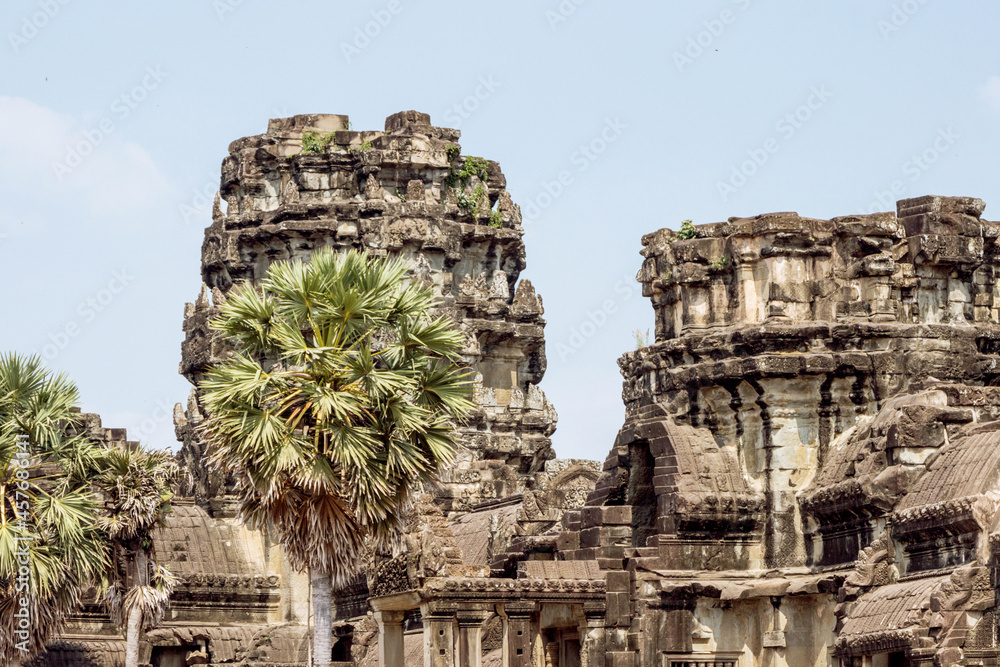 old ruins at Angkor Wat temple in Cambodia	
