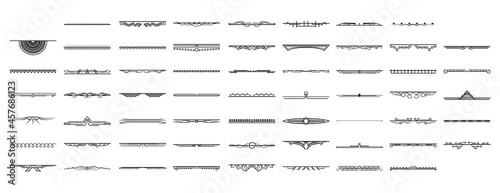 Set Black Simple Line Collection Doodle Border Elements Vector Design Style Sketch Isolated Illustration For Banner