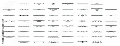 Set Black Simple Line Collection Doodle Border Elements Vector Design Style Sketch Isolated Illustration For Banner