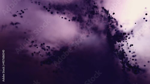 Abstract animation background of corona virus, covid 19 spreading, coronavirus outbreak on dark purple storm cloudy background. Infection organism of covid, cancer or other plague concept, 3D Full HD.