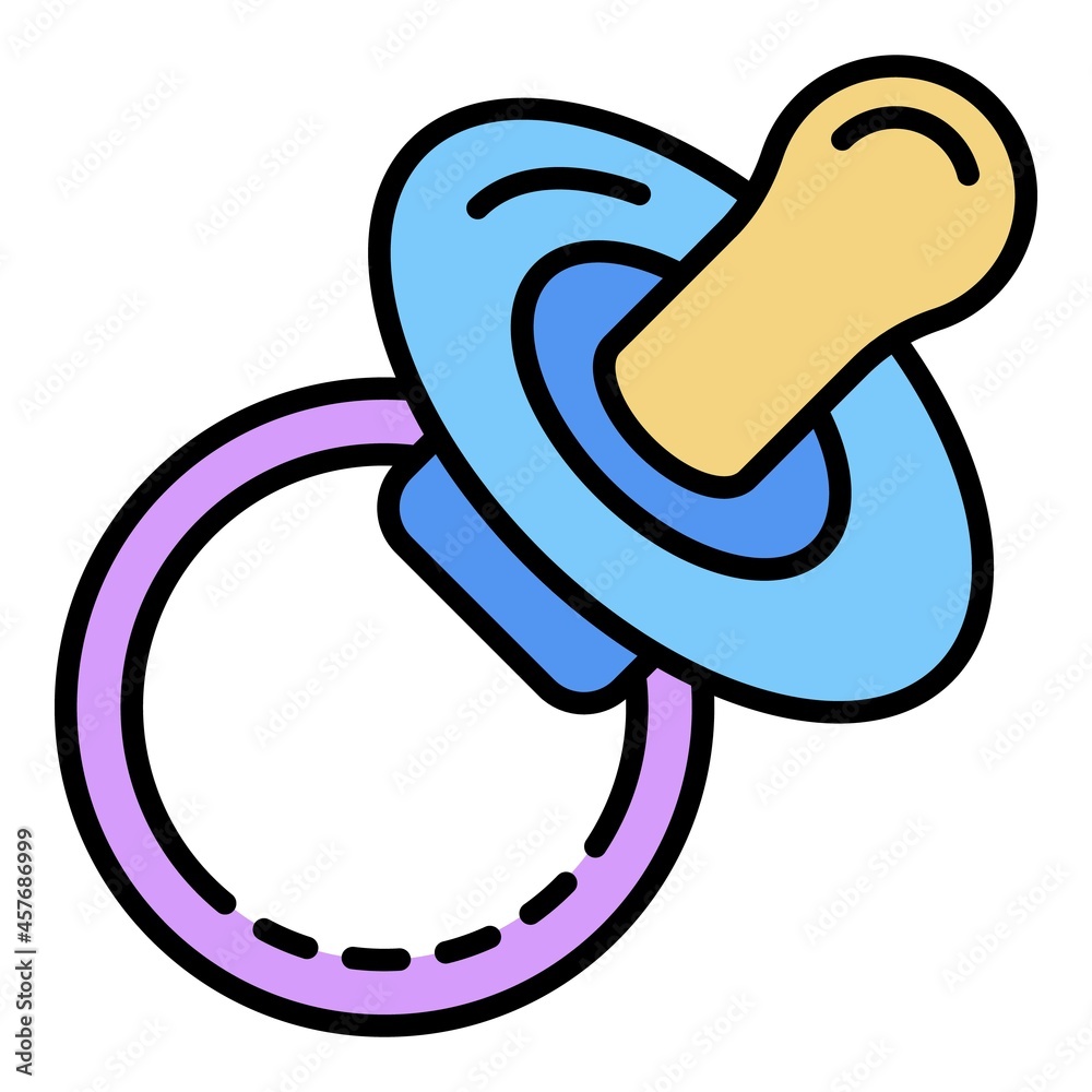 Kid pacifier icon. Outline kid pacifier vector icon color flat isolated Kid pacifier icon. Outline kid pacifier vector icon color flat isolated