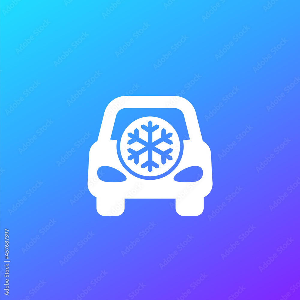 frost warning icon with a car, vector