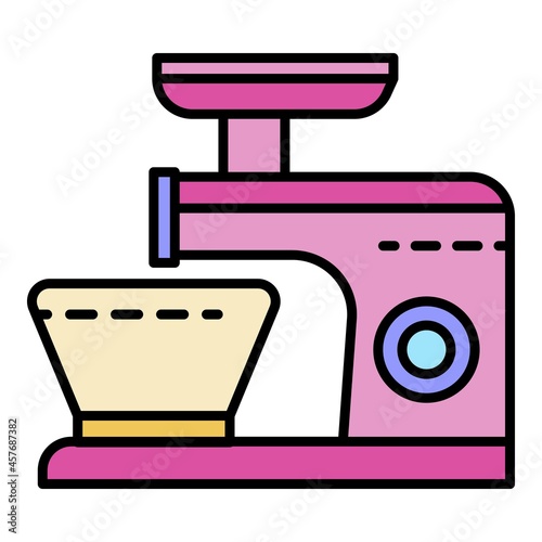 Food processor icon. Outline food processor vector icon color flat isolated