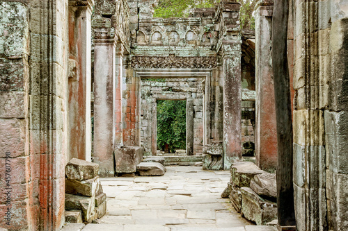 old ruins of Preah Khan temple in Angkor Wat, Cambodia  