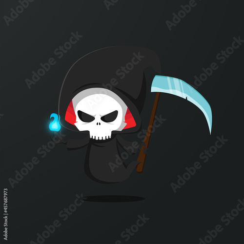 Skull grim reaper character illustration. Free Vector
