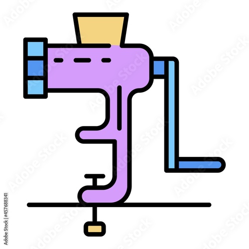 Retro meat grinder icon. Outline retro meat grinder vector icon color flat isolated
