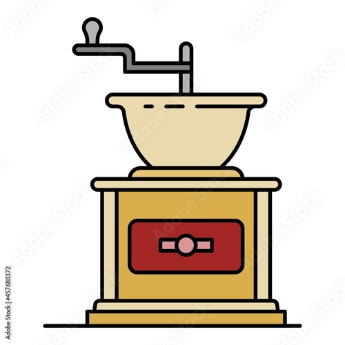 Coffee grinder icon. Outline coffee grinder vector icon color flat isolated