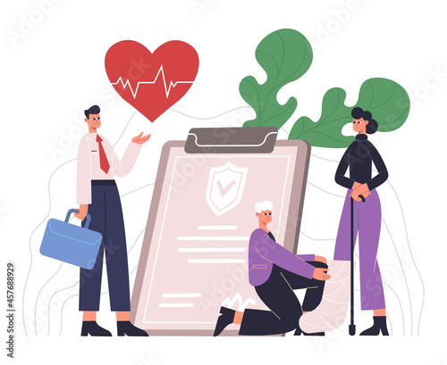 People live, healthcare, medical protecting service concept. Health care insurance, people protecting health and life vector Illustration. Medical insurance service