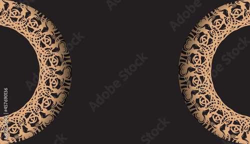 Black postcard with vintage brown ornament for your design.